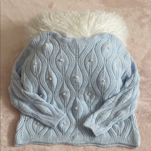 🩵✨🤍 Baby Blue Knit Sweater XXL NWOT - Picture 5 of 8